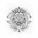 lion crocodile and snake tattoo design idea