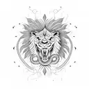 lion crocodile and snake tattoo design idea