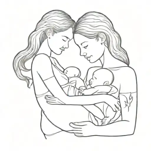 breastfeedning baby with a big sister and a bigger brother. tattoo design idea