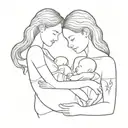 breastfeedning baby with a big sister and a bigger brother. tattoo design idea