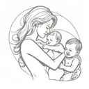 breastfeedning baby with a big sister and a bigger brother. tattoo design idea