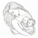 breastfeedning baby with a big sister and a bigger brother. tattoo design idea
