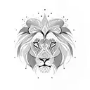 A majestic lion surrounded by intricate geometric patterns tattoo design idea