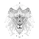 A majestic lion surrounded by intricate geometric patterns tattoo design idea
