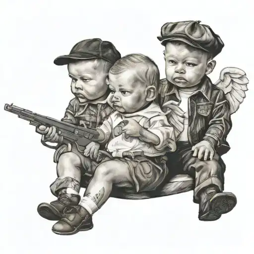 gangsters tattooed babys angels tattoo design idea