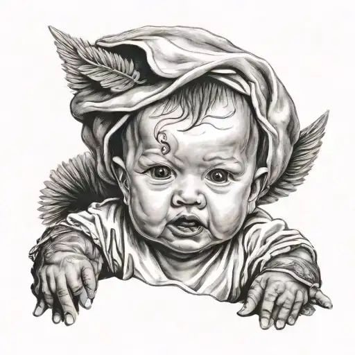 gangster tattooed baby angel tattoo design idea