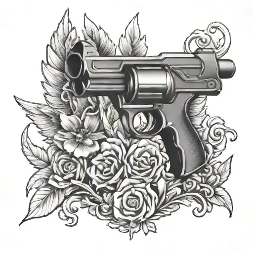 gangser baby angel fire gun tattoo design idea