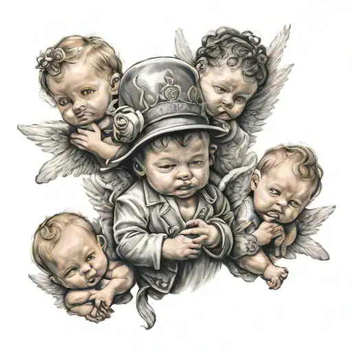gangsters babies angels tattoo design idea
