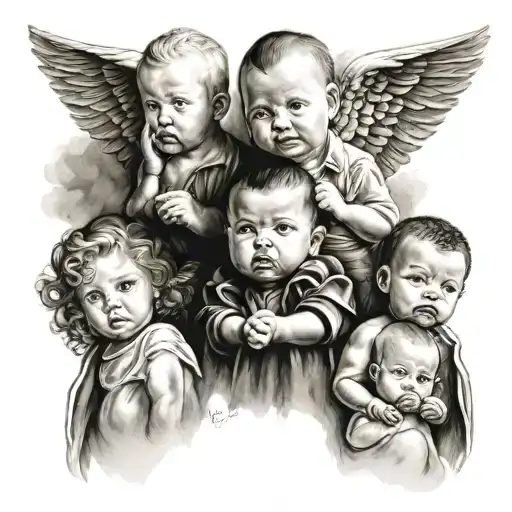 gangsters babies angels tattoo design idea