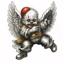 gangser clown baby angel holding gun tattoo design idea