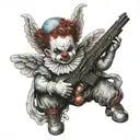 gangser clown baby angel holding gun tattoo design idea
