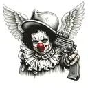 gangser clown baby angel holding gun tattoo design idea