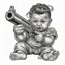 gangser street baby angel aiming a gun tattoo design idea
