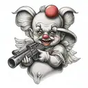 clown baby angel holding gun  tattoo design idea