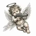 gangser street baby angel aiming a gun tattoo design idea