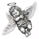 gangser street baby angel aiming a gun tattoo design idea