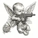 gangser street baby angel aiming a gun tattoo design idea