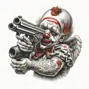clown baby angel holding gun  tattoo design idea