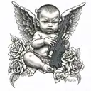 gangser tattoed baby angel holding gun tattoo design idea