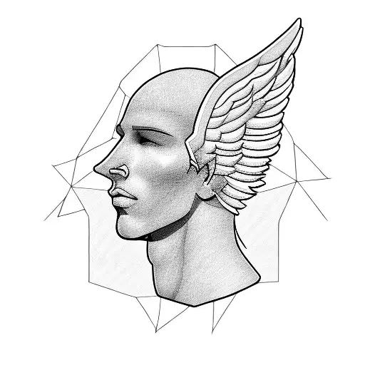 faceless male angel tattoo design idea