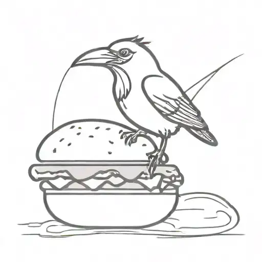 raven on a hamburger  tattoo design idea