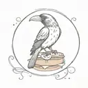 raven on a hamburger  tattoo design idea