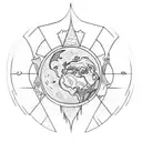 No rest for the wicked. Earth, Sun and Moon tattoo design idea