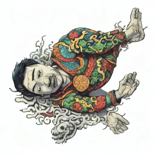 bipolar disorder Asian gay man lying down  tattoo design idea