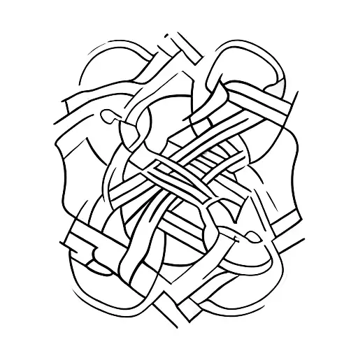 A minimalist design of two intertwined male symbols with a subtle camping theme tattoo design idea