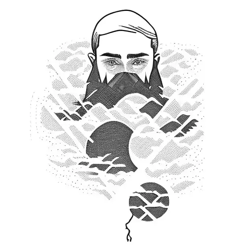 A majestic wilderness landscape with a silhouette of a man wearing a jock strap tattoo design idea