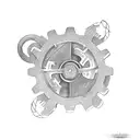 Operational gears intertwined with a dragon's silhouette symbolizing balance and control tattoo design idea