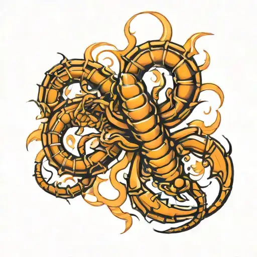 scorpion and trident intertwined tattoo design idea