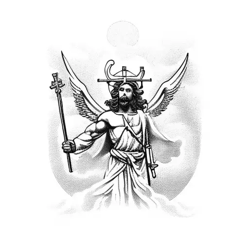 st Michael coming from heaven  tattoo design idea