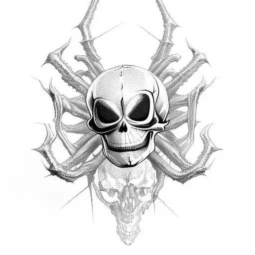 spider skull tattoo design idea