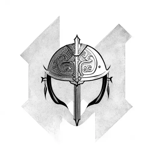 Ancient Spartan warrior helmet tattoo design idea