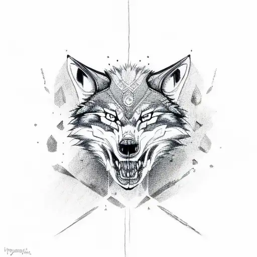 nordic wolf skull tattoo design idea