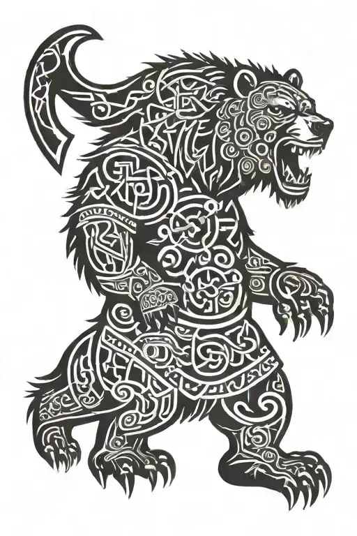 bear viking runes tattoo design idea