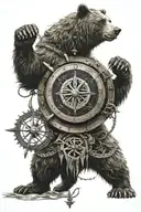 bear viking compass tattoo design idea
