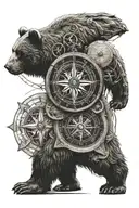 bear viking compass tattoo design idea