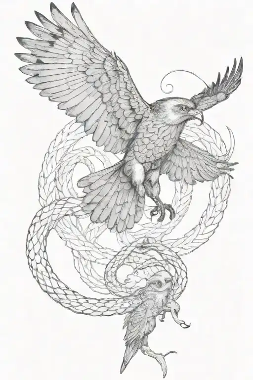 crow and snake and owl flying tattoo design idea