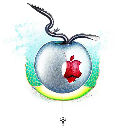 A new-school design of a fishing lure shaped like an apple tattoo design idea