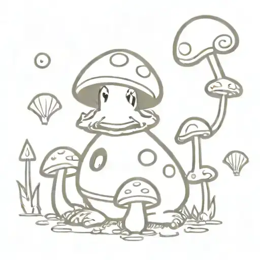 An 80s video game themed tattoo incorporating mushrooms and toads in a unique way tattoo design idea