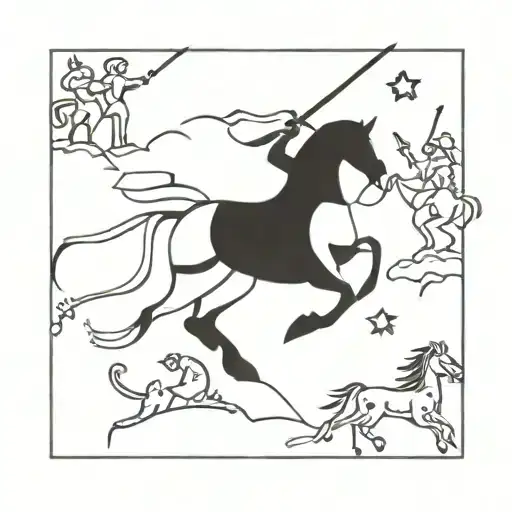 A medieval-inspired tattoo with knights and mythical creatures tattoo design idea