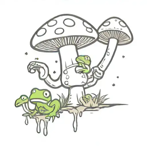 An 80s video game themed tattoo incorporating mushrooms and toads in a unique way tattoo design idea