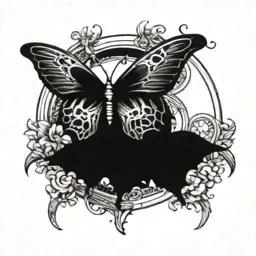 evil butterfly with skull wings freedom comic tattoo design idea