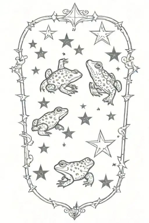 An intricate design with whimsical gothic motifs like stars and toads tattoo design idea