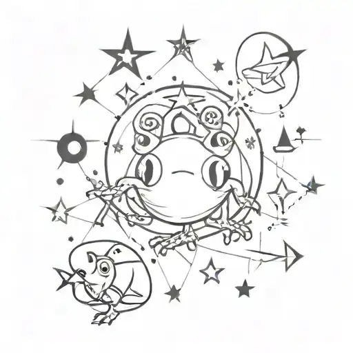 An intricate design with whimsical gothic motifs like stars and toads tattoo design idea