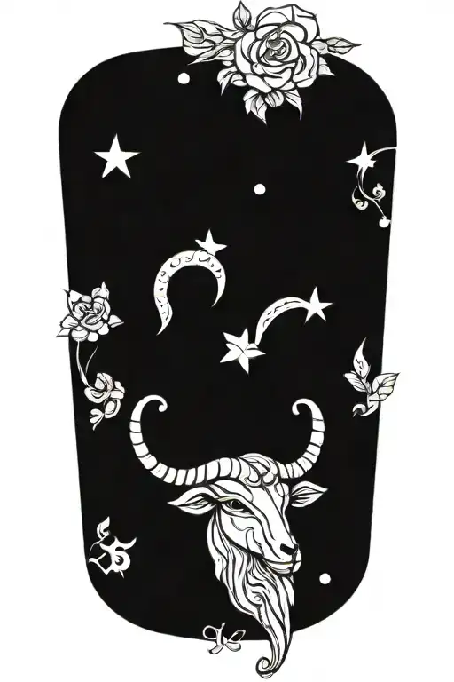 Zodiac Sign Aries Blackwork tattoo design idea