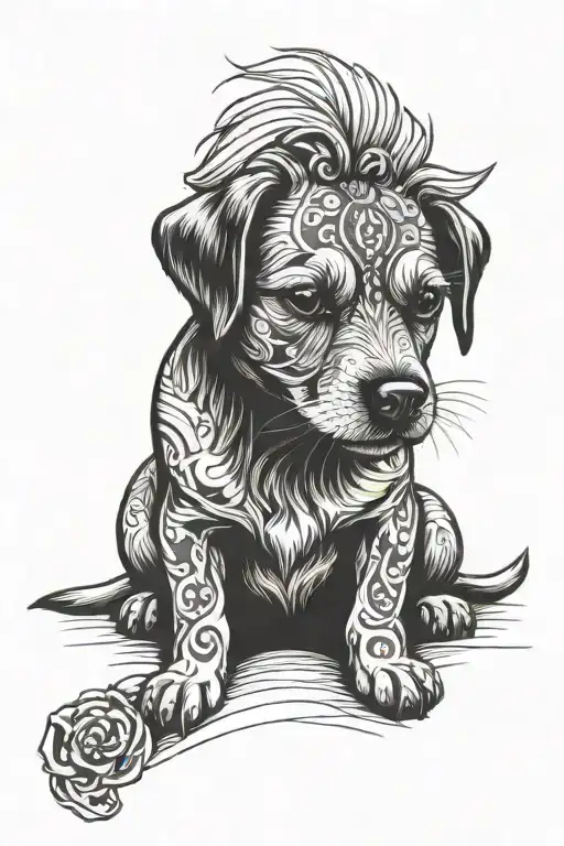 Mini tattoo dog tattoo design idea
