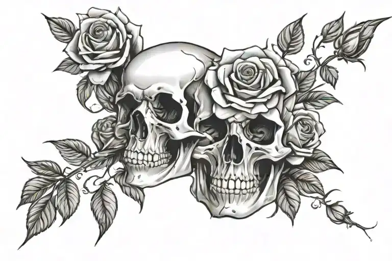 Roses and skull inside tattoo design idea